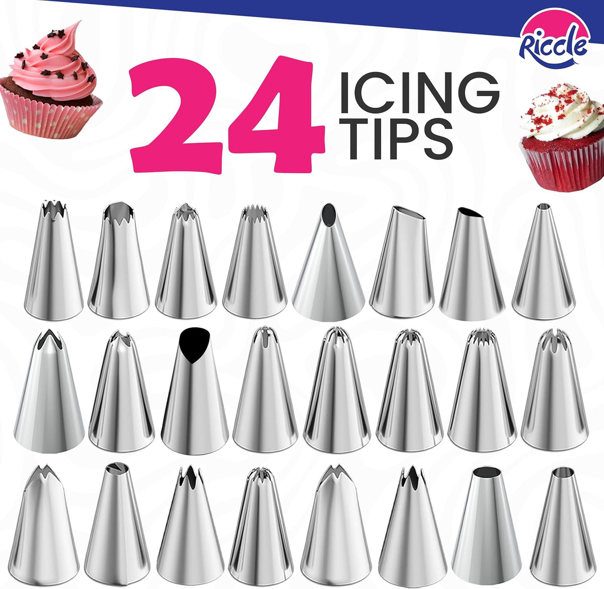 88 pcs Cake Decorating Kit with Cake Turntable - Includes 50 Disposable + 2 Reusable Piping Bags and Tips Set, 24 Icing Piping Tips, 2 Spatulas, 3 Icing Comb Scraper, Baking Supplies