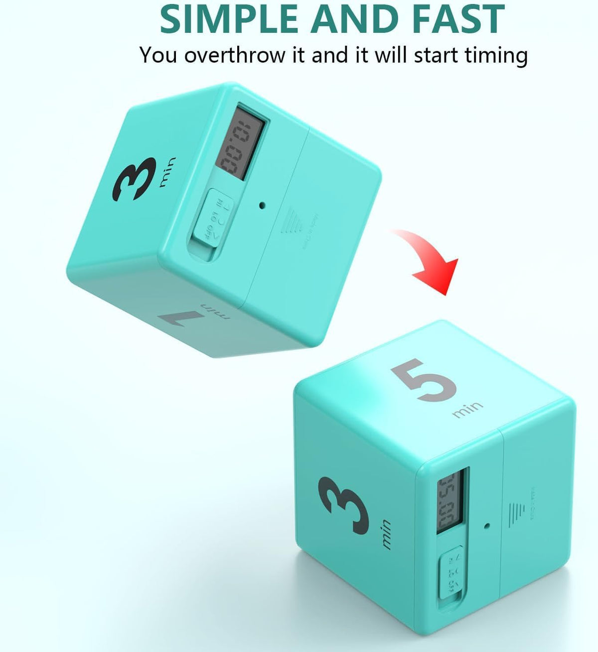 Cube Timer, Gravity Flip Kitchen Timer for Time Management