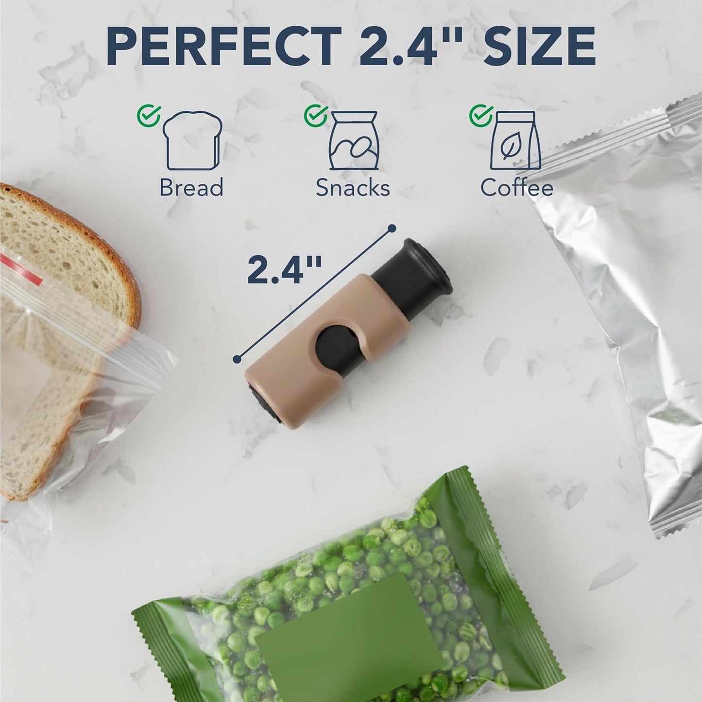 Squeeze and Lock Bread Bag Clips, 2.4 Inch, 8 Pack | Multicolor Squeeze Lock Clips, Reusable Bag Closures for Bread, Snacks, Coffee, Food Storage, Fits Thick and Thin Bags