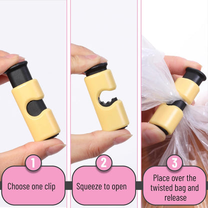 Squeeze and Lock Bread Bag Clips, 2.4 Inch, 8 Pack | Multicolor Squeeze Lock Clips, Reusable Bag Closures for Bread, Snacks, Coffee, Food Storage, Fits Thick and Thin Bags