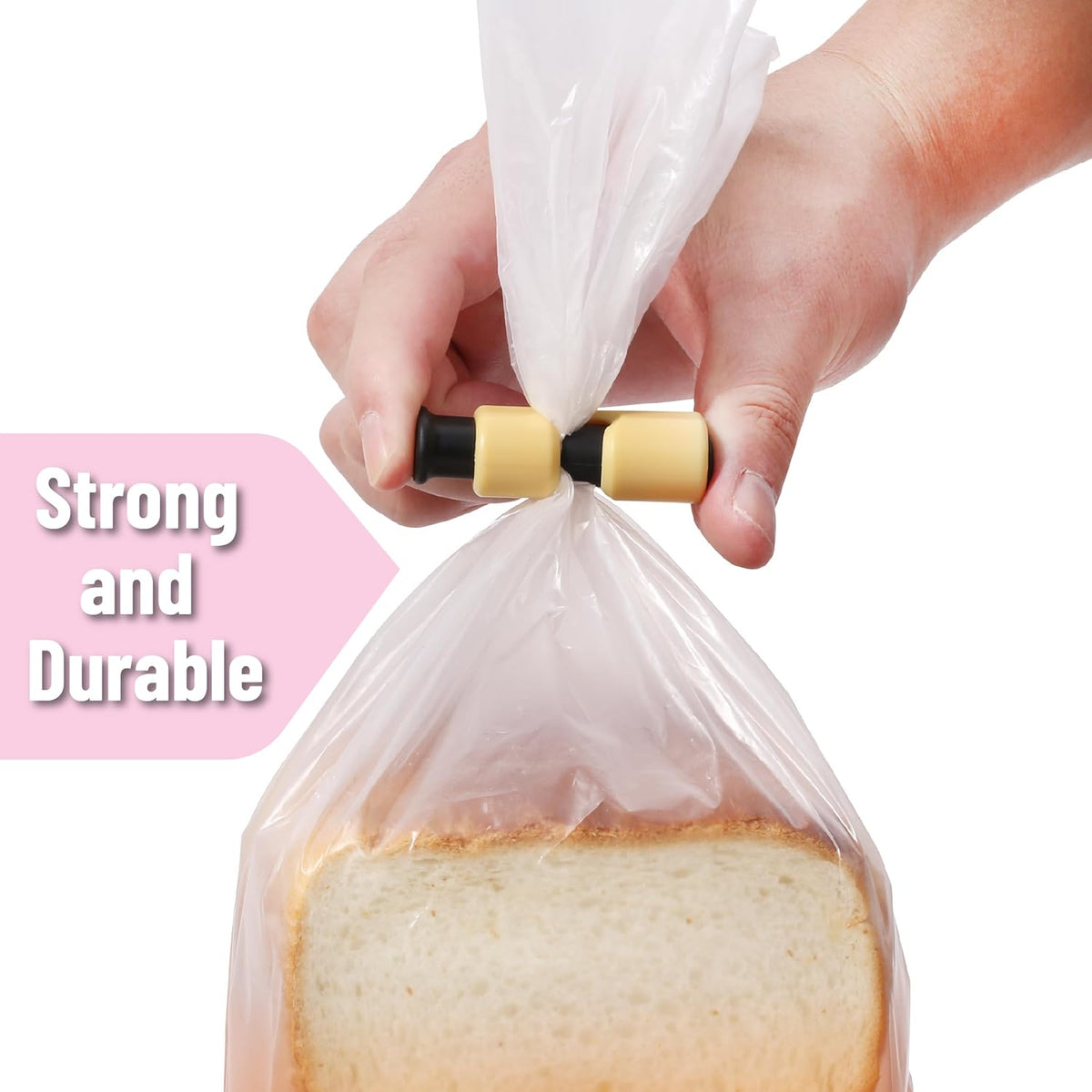 Squeeze and Lock Bread Bag Clips, 2.4 Inch, 8 Pack | Multicolor Squeeze Lock Clips, Reusable Bag Closures for Bread, Snacks, Coffee, Food Storage, Fits Thick and Thin Bags
