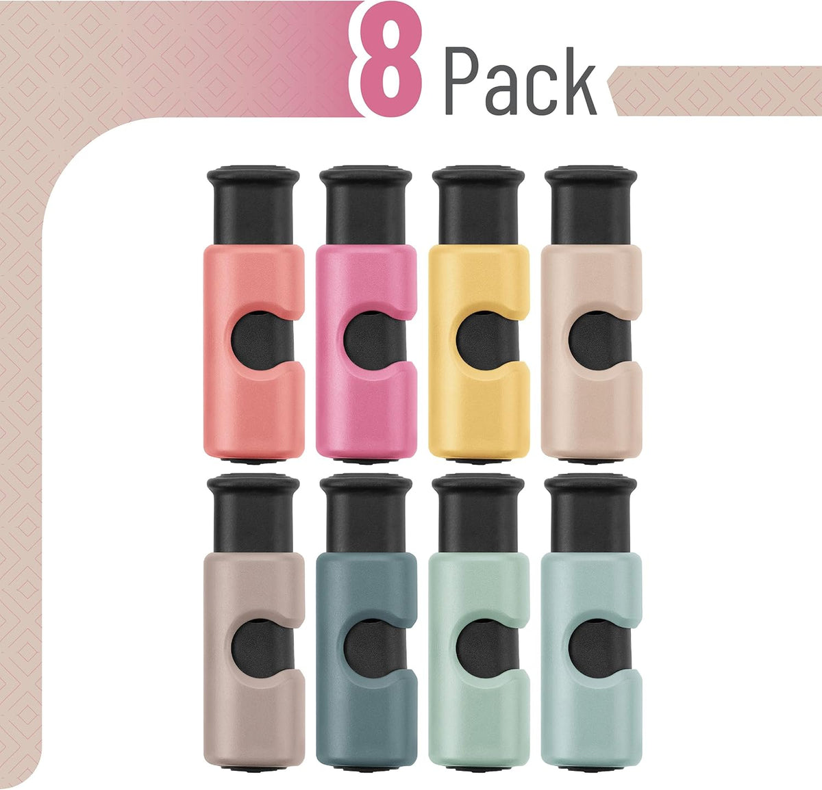 Squeeze and Lock Bread Bag Clips, 2.4 Inch, 8 Pack | Multicolor Squeeze Lock Clips, Reusable Bag Closures for Bread, Snacks, Coffee, Food Storage, Fits Thick and Thin Bags