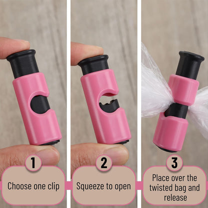 Squeeze and Lock Bread Bag Clips, 2.4 Inch, 8 Pack | Multicolor Squeeze Lock Clips, Reusable Bag Closures for Bread, Snacks, Coffee, Food Storage, Fits Thick and Thin Bags