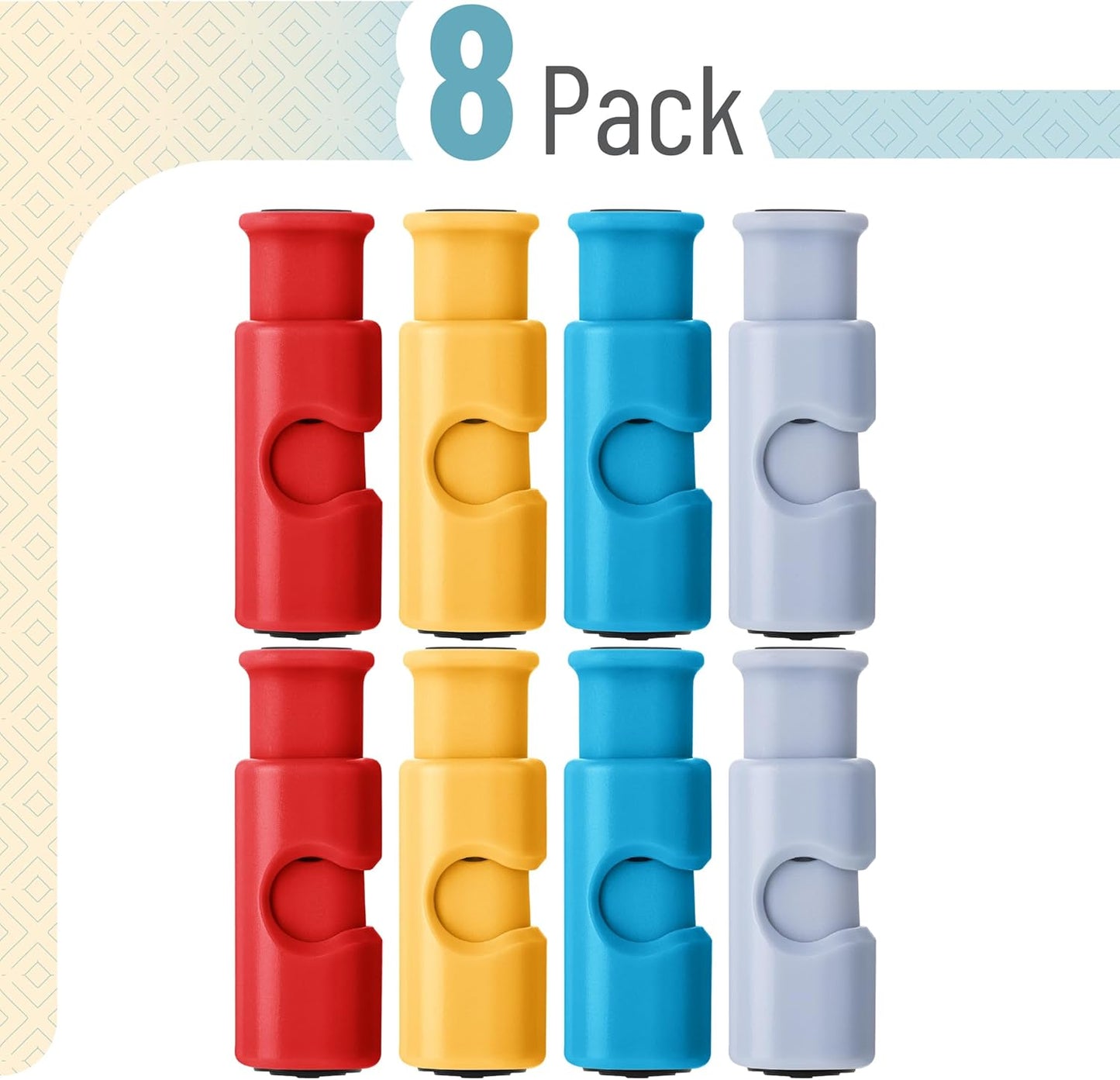 Squeeze and Lock Bread Bag Clips, 2.4 Inch, 8 Pack | Multicolor Squeeze Lock Clips, Reusable Bag Closures for Bread, Snacks, Coffee, Food Storage, Fits Thick and Thin Bags