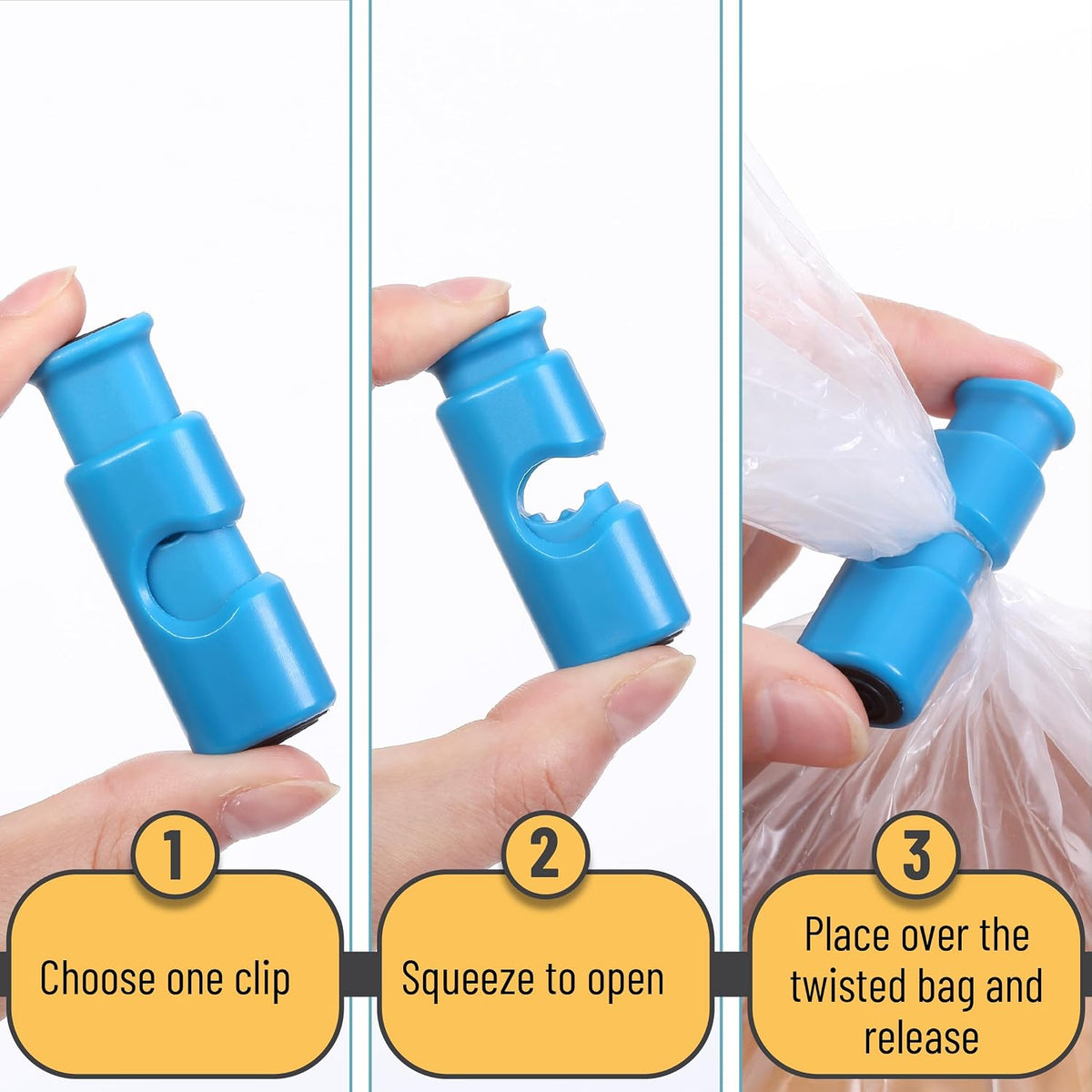 Squeeze and Lock Bread Bag Clips, 2.4 Inch, 8 Pack | Multicolor Squeeze Lock Clips, Reusable Bag Closures for Bread, Snacks, Coffee, Food Storage, Fits Thick and Thin Bags