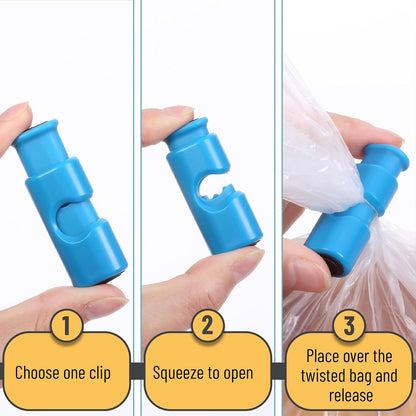 Squeeze and Lock Bread Bag Clips, 2.4 Inch, 8 Pack | Multicolor Squeeze Lock Clips, Reusable Bag Closures for Bread, Snacks, Coffee, Food Storage, Fits Thick and Thin Bags