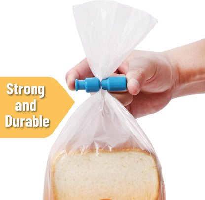 Squeeze and Lock Bread Bag Clips, 2.4 Inch, 8 Pack | Multicolor Squeeze Lock Clips, Reusable Bag Closures for Bread, Snacks, Coffee, Food Storage, Fits Thick and Thin Bags