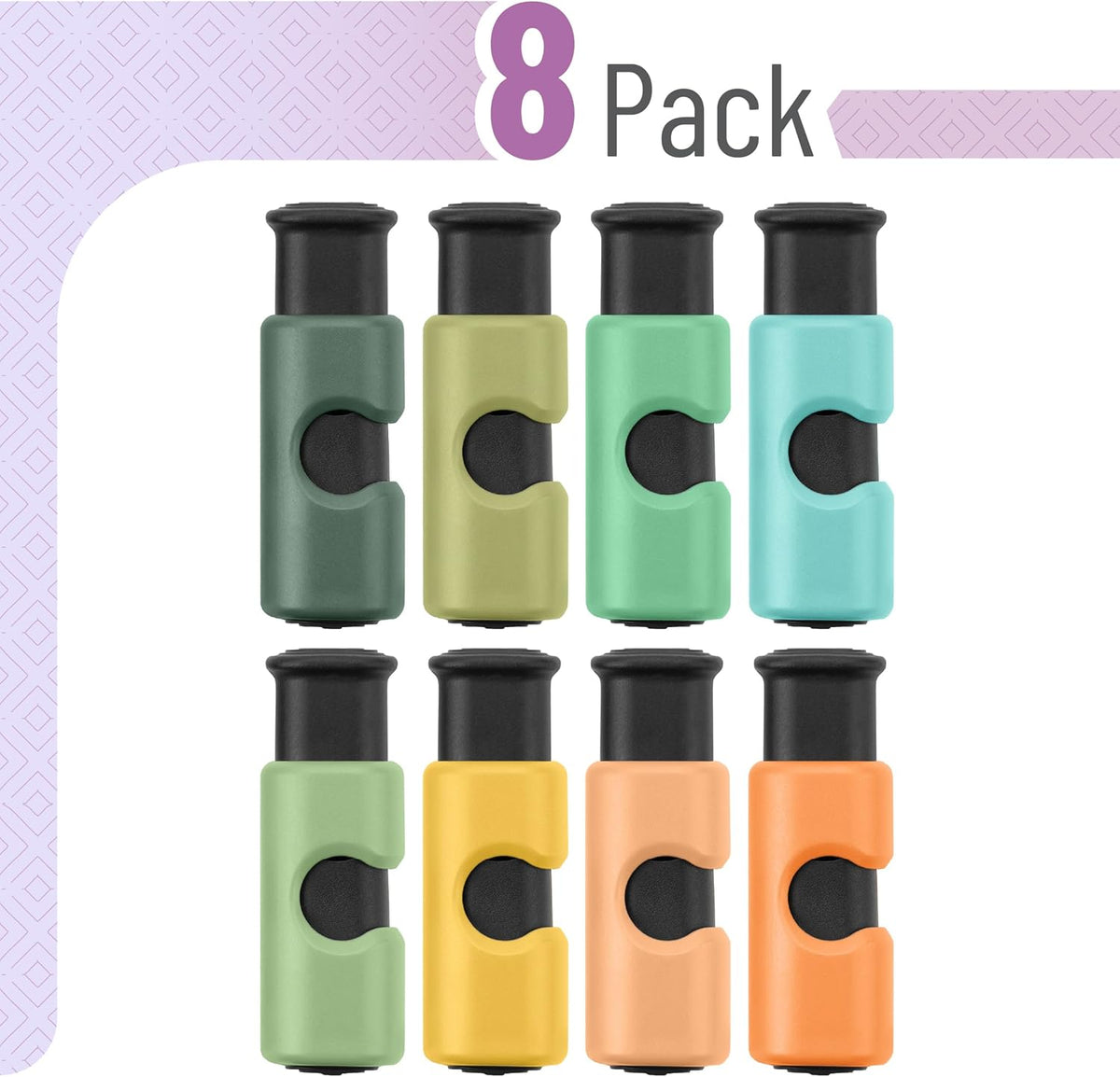 Squeeze and Lock Bread Bag Clips, 2.4 Inch, 8 Pack | Multicolor Squeeze Lock Clips, Reusable Bag Closures for Bread, Snacks, Coffee, Food Storage, Fits Thick and Thin Bags