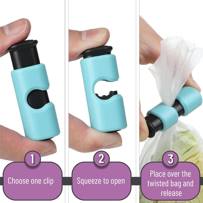 Squeeze and Lock Bread Bag Clips, 2.4 Inch, 8 Pack | Multicolor Squeeze Lock Clips, Reusable Bag Closures for Bread, Snacks, Coffee, Food Storage, Fits Thick and Thin Bags