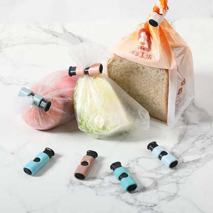 Squeeze and Lock Bread Bag Clips, 2.4 Inch, 8 Pack | Multicolor Squeeze Lock Clips, Reusable Bag Closures for Bread, Snacks, Coffee, Food Storage, Fits Thick and Thin Bags