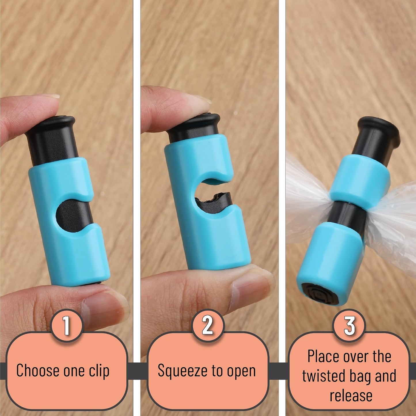 Squeeze and Lock Bread Bag Clips, 2.4 Inch, 8 Pack | Multicolor Squeeze Lock Clips, Reusable Bag Closures for Bread, Snacks, Coffee, Food Storage, Fits Thick and Thin Bags