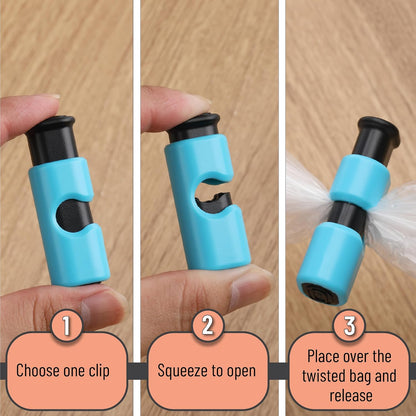 Squeeze and Lock Bread Bag Clips, 2.4 Inch, 8 Pack | Multicolor Squeeze Lock Clips, Reusable Bag Closures for Bread, Snacks, Coffee, Food Storage, Fits Thick and Thin Bags