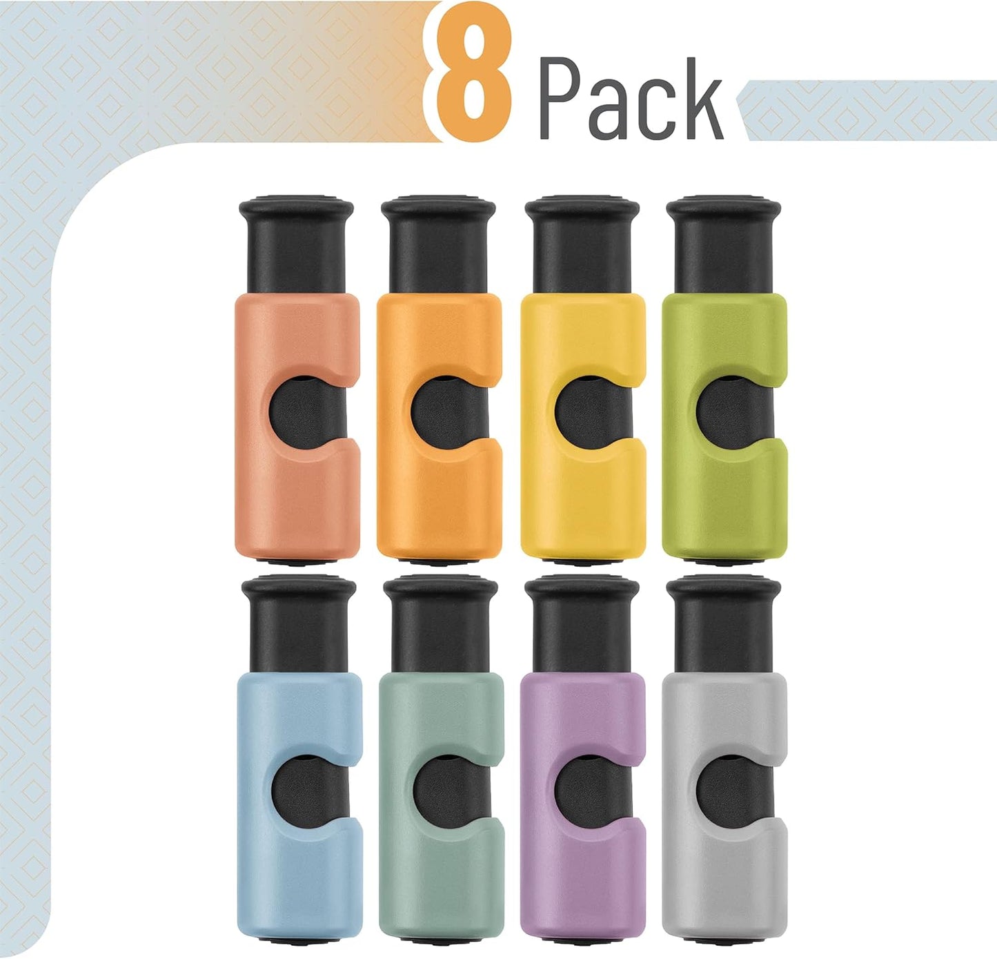 Squeeze and Lock Bread Bag Clips, 2.4 Inch, 8 Pack | Multicolor Squeeze Lock Clips, Reusable Bag Closures for Bread, Snacks, Coffee, Food Storage, Fits Thick and Thin Bags