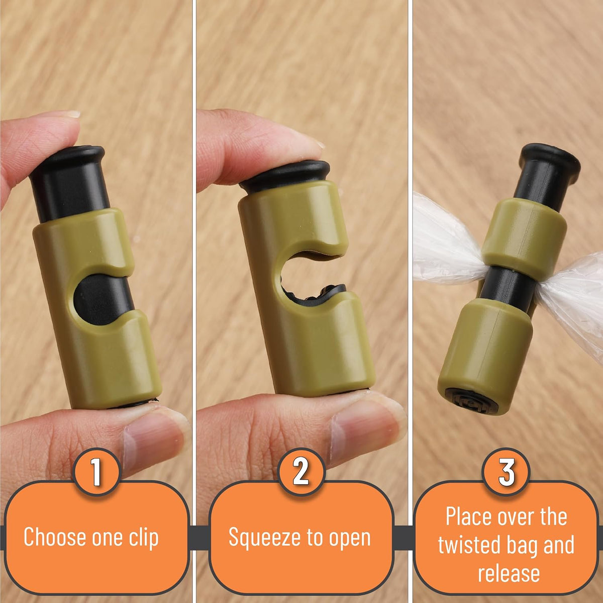 Squeeze and Lock Bread Bag Clips, 2.4 Inch, 8 Pack | Multicolor Squeeze Lock Clips, Reusable Bag Closures for Bread, Snacks, Coffee, Food Storage, Fits Thick and Thin Bags