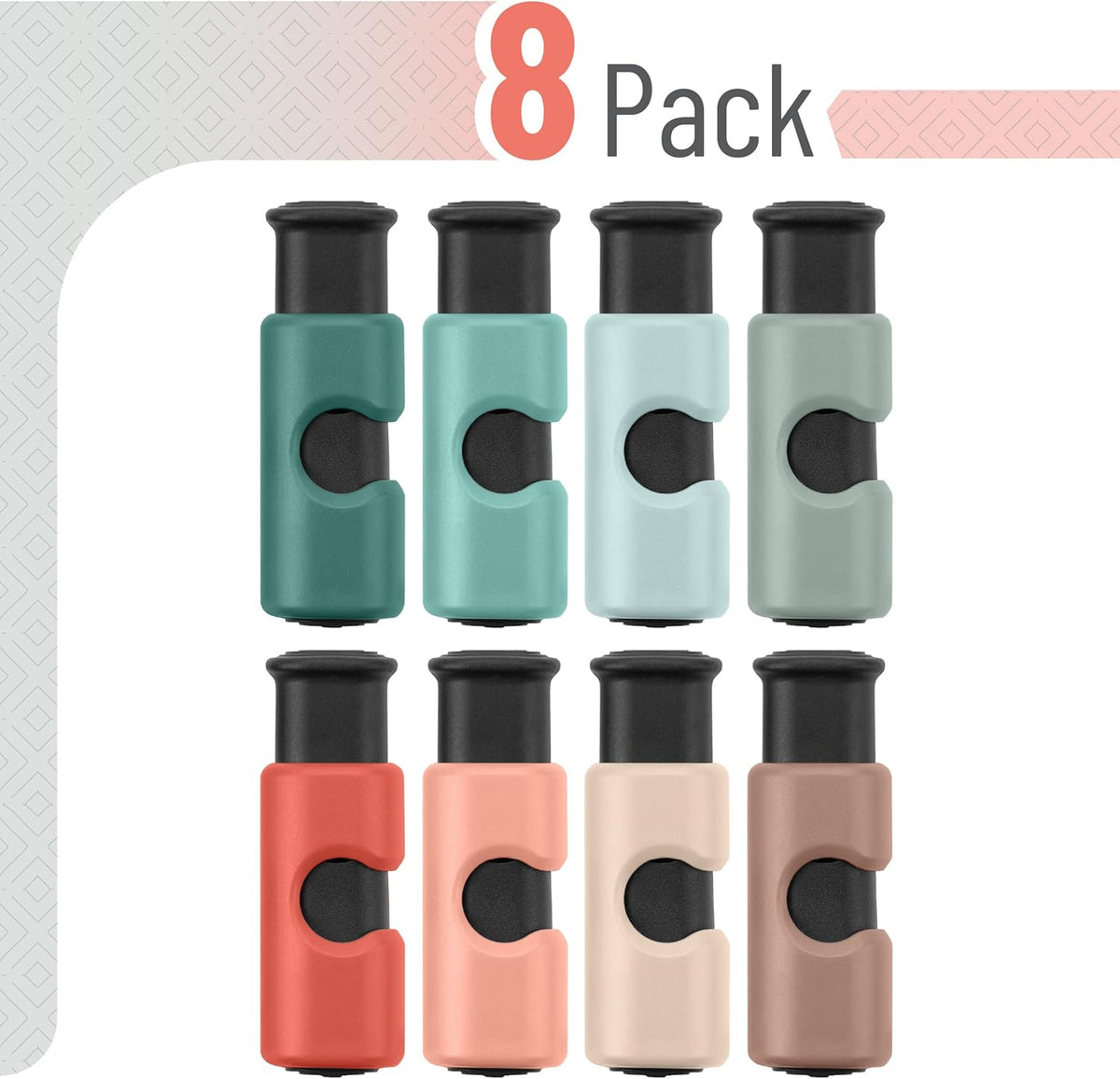 Squeeze and Lock Bread Bag Clips, 2.4 Inch, 8 Pack | Multicolor Squeeze Lock Clips, Reusable Bag Closures for Bread, Snacks, Coffee, Food Storage, Fits Thick and Thin Bags