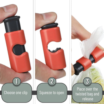 Squeeze and Lock Bread Bag Clips, 2.4 Inch, 8 Pack | Multicolor Squeeze Lock Clips, Reusable Bag Closures for Bread, Snacks, Coffee, Food Storage, Fits Thick and Thin Bags