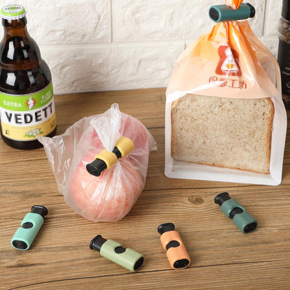 Squeeze and Lock Bread Bag Clips, 2.4 Inch, 8 Pack | Multicolor Squeeze Lock Clips, Reusable Bag Closures for Bread, Snacks, Coffee, Food Storage, Fits Thick and Thin Bags
