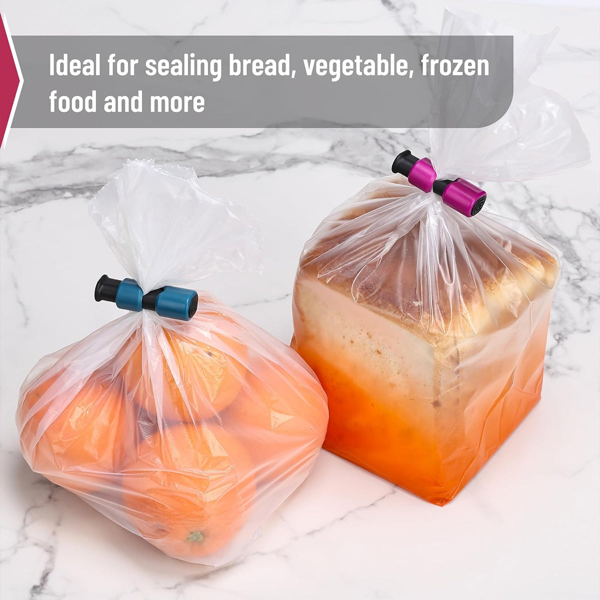 Squeeze and Lock Bread Bag Clips, 2.4 Inch, 8 Pack | Multicolor Squeeze Lock Clips, Reusable Bag Closures for Bread, Snacks, Coffee, Food Storage, Fits Thick and Thin Bags