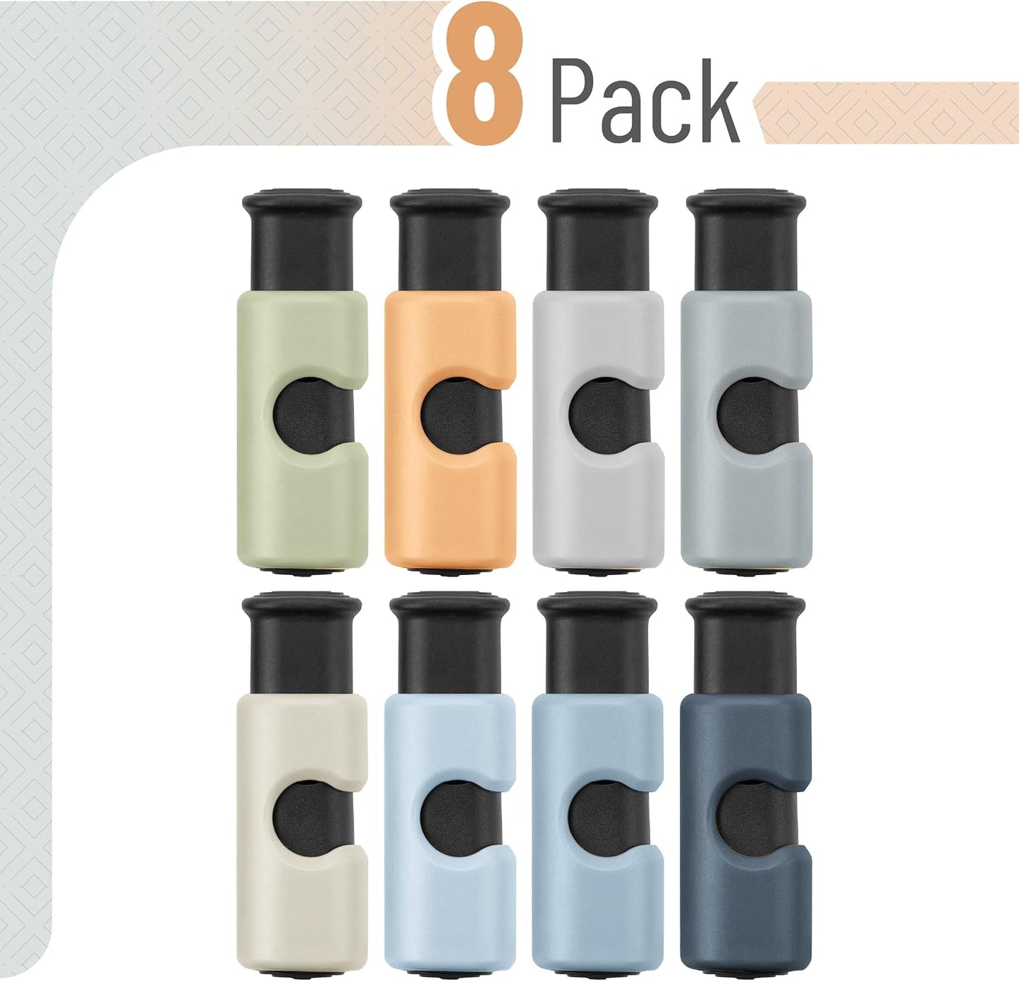 Squeeze and Lock Bread Bag Clips, 2.4 Inch, 8 Pack | Multicolor Squeeze Lock Clips, Reusable Bag Closures for Bread, Snacks, Coffee, Food Storage, Fits Thick and Thin Bags