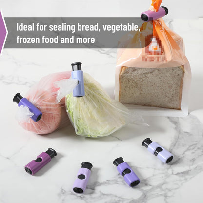 Squeeze and Lock Bread Bag Clips, 2.4 Inch, 8 Pack | Multicolor Squeeze Lock Clips, Reusable Bag Closures for Bread, Snacks, Coffee, Food Storage, Fits Thick and Thin Bags