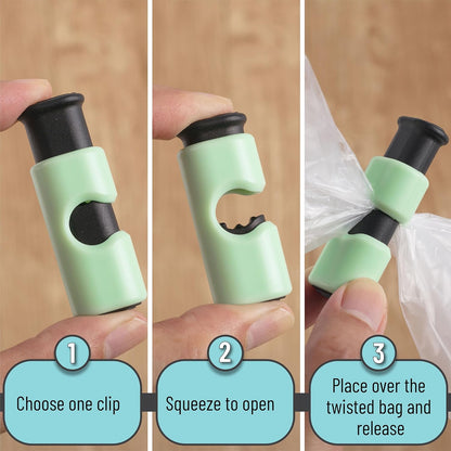 Squeeze and Lock Bread Bag Clips, 2.4 Inch, 8 Pack | Multicolor Squeeze Lock Clips, Reusable Bag Closures for Bread, Snacks, Coffee, Food Storage, Fits Thick and Thin Bags