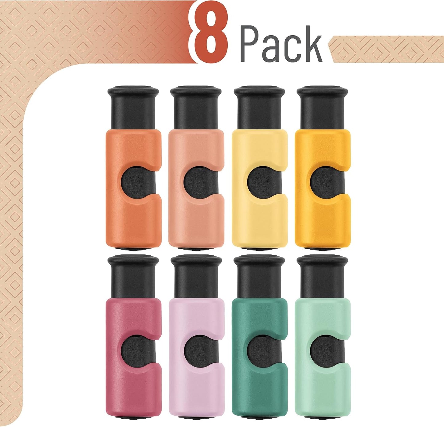 Squeeze and Lock Bread Bag Clips, 2.4 Inch, 8 Pack | Multicolor Squeeze Lock Clips, Reusable Bag Closures for Bread, Snacks, Coffee, Food Storage, Fits Thick and Thin Bags