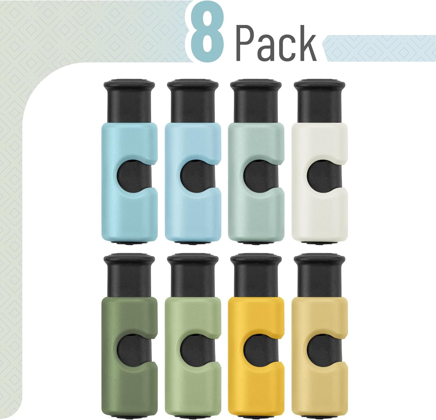 Squeeze and Lock Bread Bag Clips, 2.4 Inch, 8 Pack | Multicolor Squeeze Lock Clips, Reusable Bag Closures for Bread, Snacks, Coffee, Food Storage, Fits Thick and Thin Bags