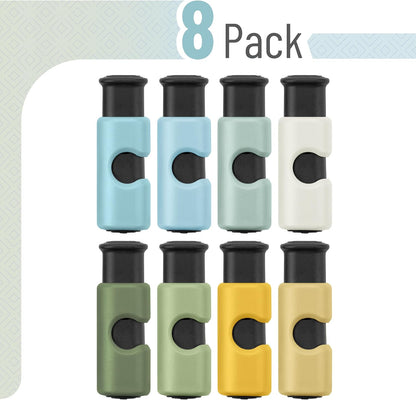Squeeze and Lock Bread Bag Clips, 2.4 Inch, 8 Pack | Multicolor Squeeze Lock Clips, Reusable Bag Closures for Bread, Snacks, Coffee, Food Storage, Fits Thick and Thin Bags