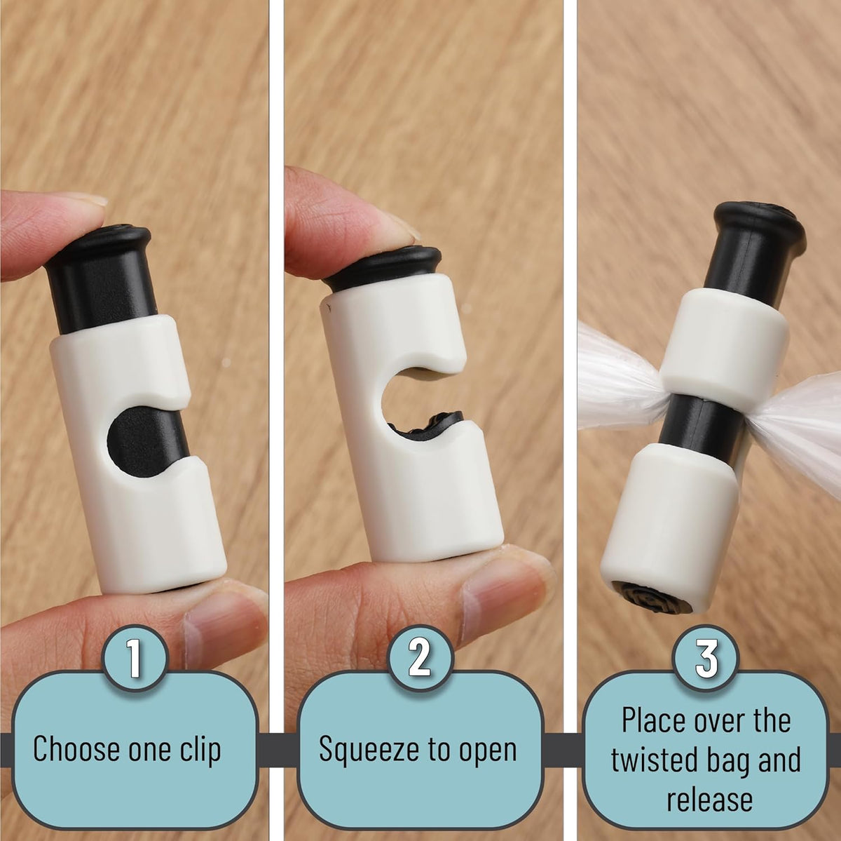 Squeeze and Lock Bread Bag Clips, 2.4 Inch, 8 Pack | Multicolor Squeeze Lock Clips, Reusable Bag Closures for Bread, Snacks, Coffee, Food Storage, Fits Thick and Thin Bags