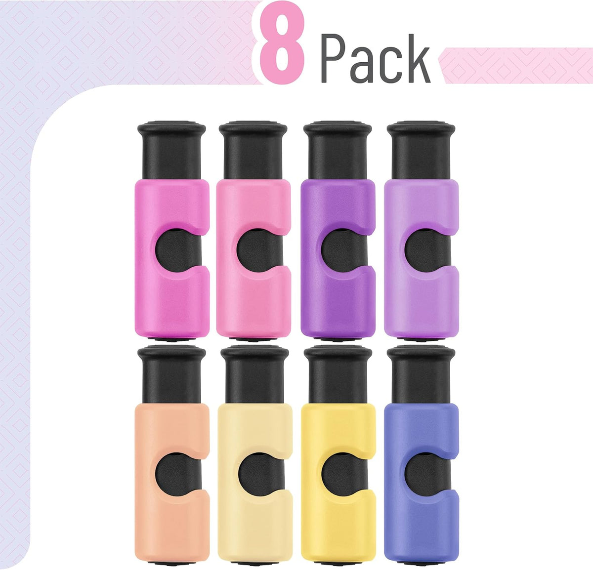 Squeeze and Lock Bread Bag Clips, 2.4 Inch, 8 Pack | Multicolor Squeeze Lock Clips, Reusable Bag Closures for Bread, Snacks, Coffee, Food Storage, Fits Thick and Thin Bags