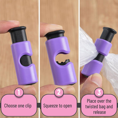 Squeeze and Lock Bread Bag Clips, 2.4 Inch, 8 Pack | Multicolor Squeeze Lock Clips, Reusable Bag Closures for Bread, Snacks, Coffee, Food Storage, Fits Thick and Thin Bags