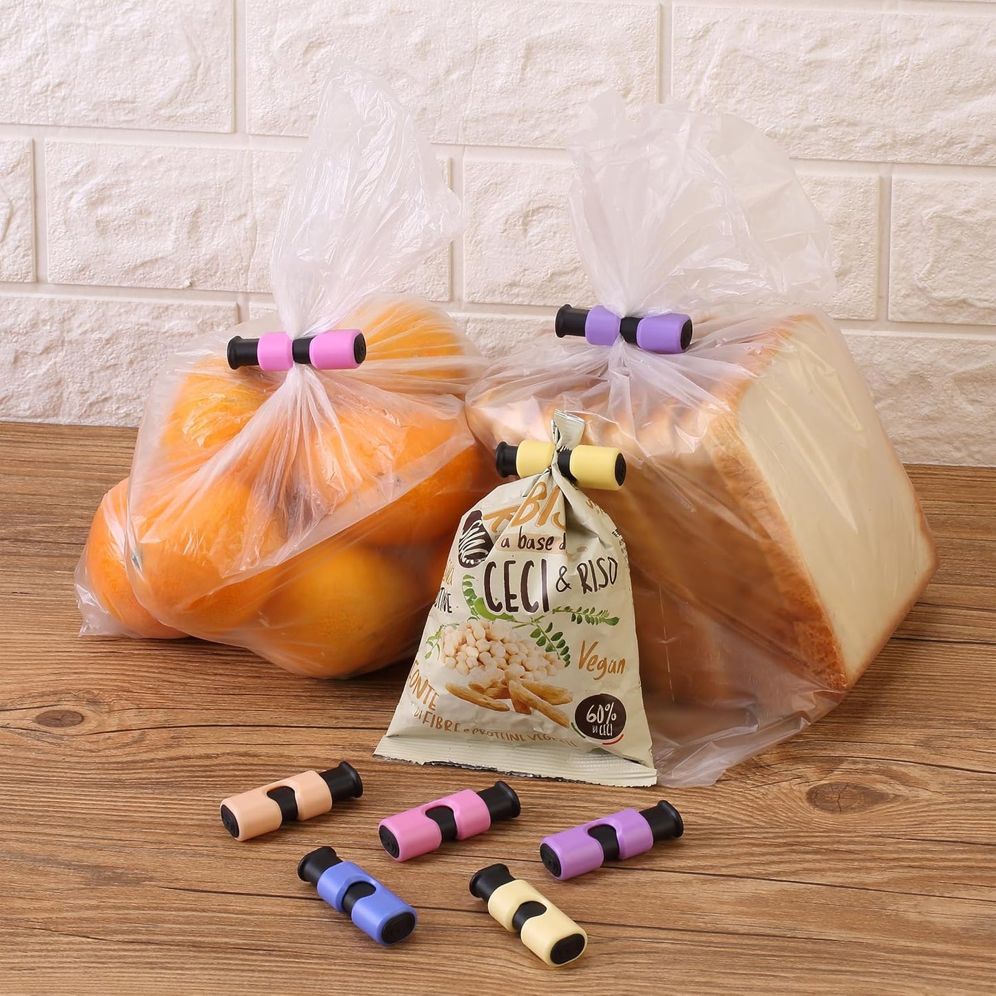 Squeeze and Lock Bread Bag Clips, 2.4 Inch, 8 Pack | Multicolor Squeeze Lock Clips, Reusable Bag Closures for Bread, Snacks, Coffee, Food Storage, Fits Thick and Thin Bags