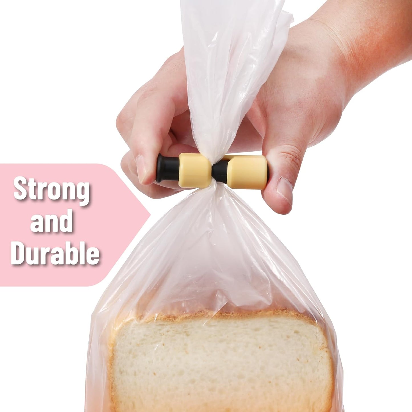 Squeeze and Lock Bread Bag Clips, 2.4 Inch, 8 Pack | Multicolor Squeeze Lock Clips, Reusable Bag Closures for Bread, Snacks, Coffee, Food Storage, Fits Thick and Thin Bags
