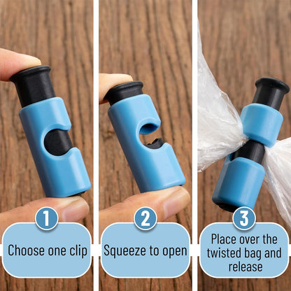 Squeeze and Lock Bread Bag Clips, 2.4 Inch, 8 Pack | Multicolor Squeeze Lock Clips, Reusable Bag Closures for Bread, Snacks, Coffee, Food Storage, Fits Thick and Thin Bags