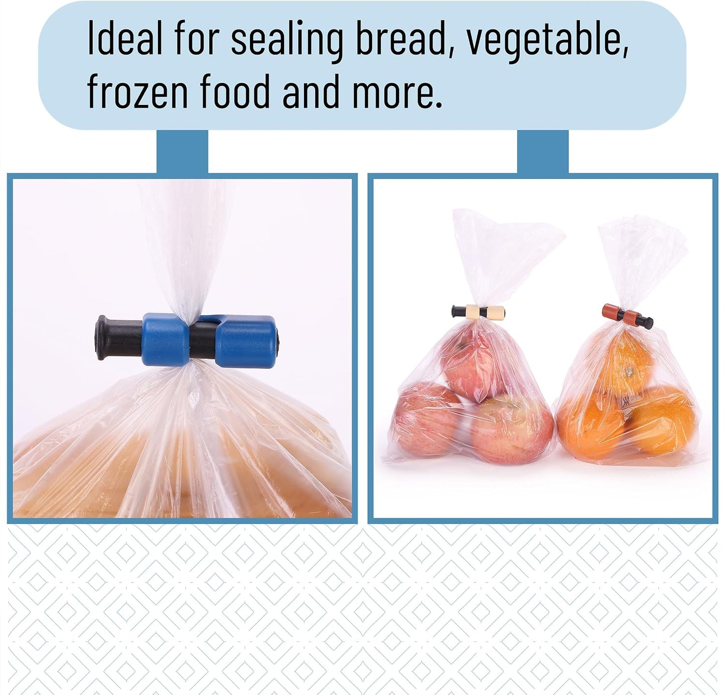 Squeeze and Lock Bread Bag Clips, 2.4 Inch, 8 Pack | Multicolor Squeeze Lock Clips, Reusable Bag Closures for Bread, Snacks, Coffee, Food Storage, Fits Thick and Thin Bags