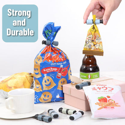Squeeze and Lock Bread Bag Clips, 2.4 Inch, 8 Pack | Multicolor Squeeze Lock Clips, Reusable Bag Closures for Bread, Snacks, Coffee, Food Storage, Fits Thick and Thin Bags