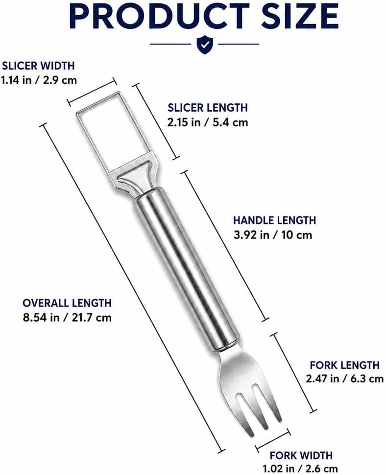 2-in-1 Stainless Steel Watermelon Fork Slicer, Portable Fruit Cutter for Quick Melon Cubes, Summer Kitchen Gadget for Picnic, Camping and Parties, Silver (1 Pack)