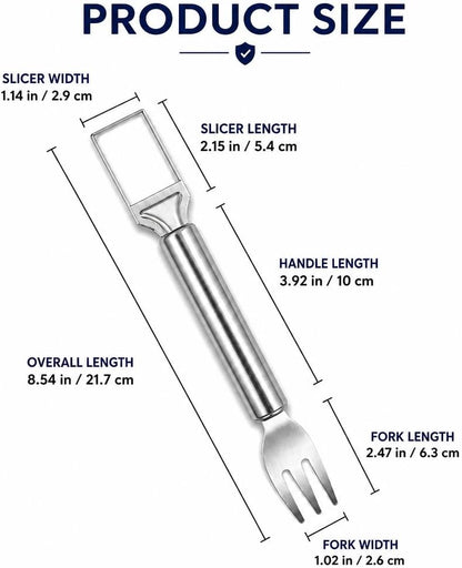 2-in-1 Stainless Steel Watermelon Fork Slicer, Portable Fruit Cutter for Quick Melon Cubes, Summer Kitchen Gadget for Picnic, Camping and Parties, Silver (1 Pack)