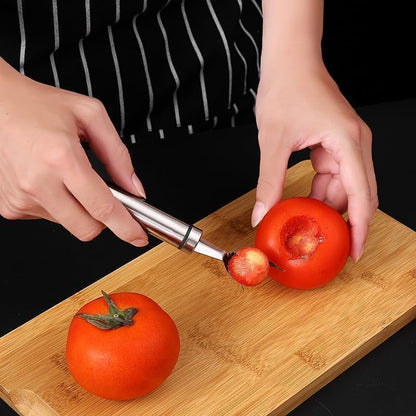 2Pcs Stainless Steel Strawberry Huller and Tomato Stem Corers Tool Multi-Function Stainless Corer and Pitter Remover for Strawberry Gadgets Kitchen Tool Blade Craft Fruit Tools, Tomato Corer