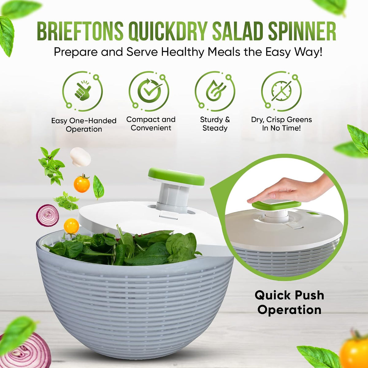 Large 6.2-Quart Collapsible Salad Spinner: Manual One-Handed Pump Vegetable Washer Dryer Drainer Strainer, BPA-Free Bowl, Basket Colander & Lid, Compact Storage, for Greens Herbs Fruits