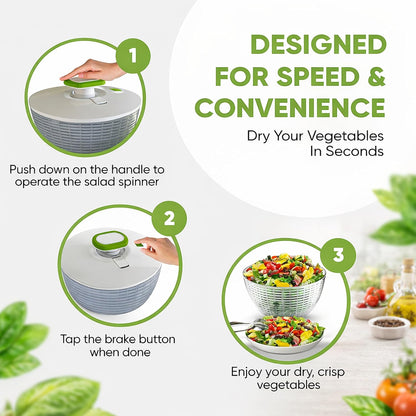 Large 6.2-Quart Collapsible Salad Spinner: Manual One-Handed Pump Vegetable Washer Dryer Drainer Strainer, BPA-Free Bowl, Basket Colander & Lid, Compact Storage, for Greens Herbs Fruits