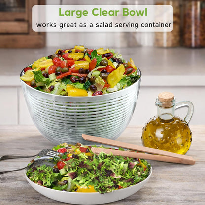 Large 6.2-Quart Collapsible Salad Spinner: Manual One-Handed Pump Vegetable Washer Dryer Drainer Strainer, BPA-Free Bowl, Basket Colander & Lid, Compact Storage, for Greens Herbs Fruits