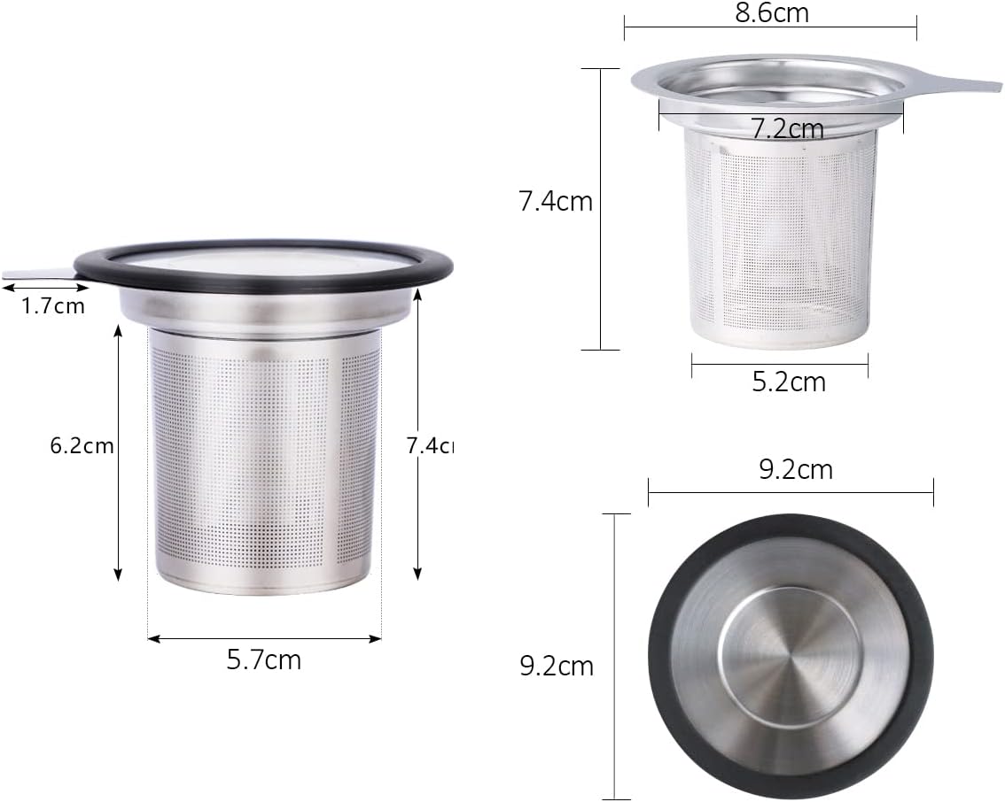 Tea Infuser, Extra Fine Mesh Tea Strainer with Silicone Lid, 304 Stainless Steel Tea Infusers for Loose Tea, Tea Steeper Basket Filter for Teapot, Mug, Cup