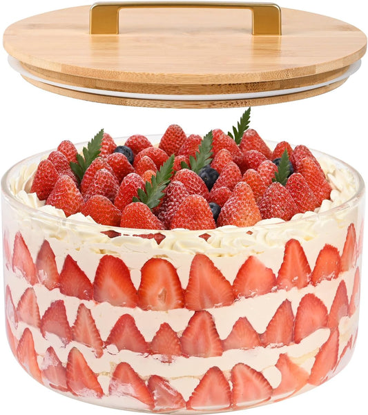 Large Salad Bowl, 10 inch Trifle Bowl with Sealed Lid, Versatile Mixing and Serving Bowl for Laying Ice Cream, Cake, Salad, Fruit, Baking, Dessert and Party Diy, Microwave Safe