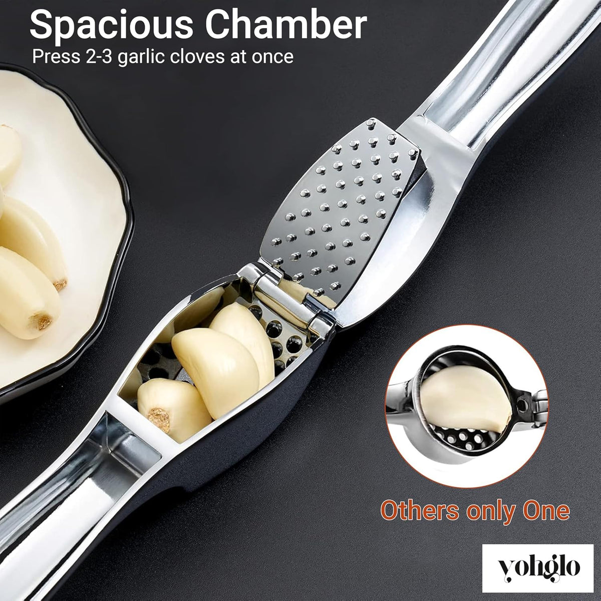 Garlic press includes cleaning brush and silicone peeler that is used for mincer/grater/smasher/crusher. Essential Kitchen Utensil for Effortless prep for home and kitchen must haves.