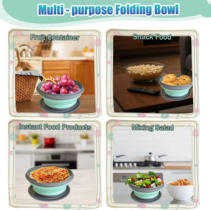 Collapsible Camping Bowl with Lid, Foldable Food Container