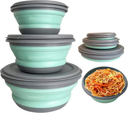 Collapsible Camping Bowl with Lid, Foldable Food Container