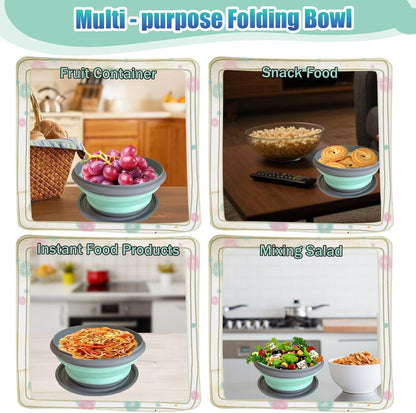 Collapsible Camping Bowl with Lid, Foldable Food Container