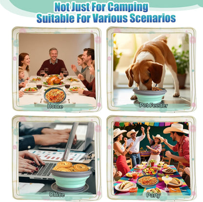 Collapsible Camping Bowl with Lid, Foldable Food Container