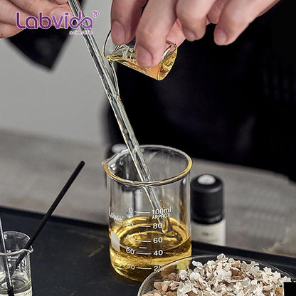 Upgrated 6 Size Low Form Glass Beaker Set, 25ml 50ml 100ml 250ml 500ml 1000ml, 3.3 Boro Glass beakers with Printed Graduation, LVA019